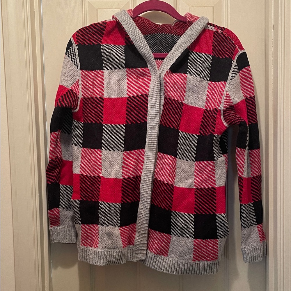 Plaid Hooded Cardigan